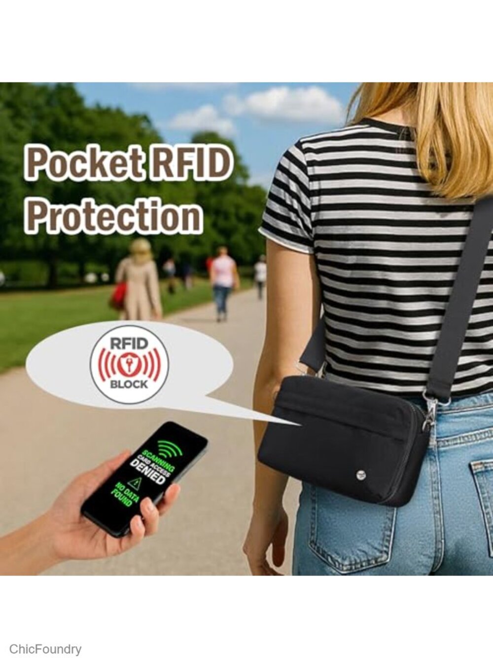 Small Nylon Crossbody Bag with RFID Anti Theft, Multi Pockets for Travel - Picture 5 of 6